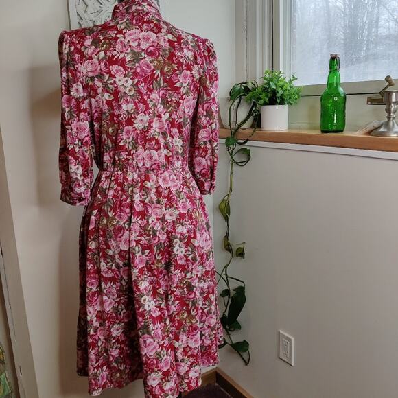 Anthony Richards Vintage Floral Fit & Flare Button Down Midi Shirt Dress Size 6P - Picture 5 of 11